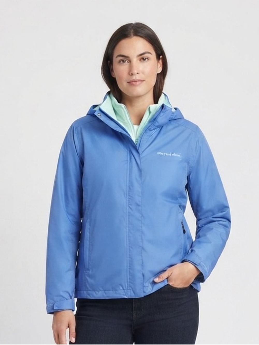 Vineyard Vines Blue Fleece Lined Rain Jacket Hooded Ski Windbreaker Coat XL